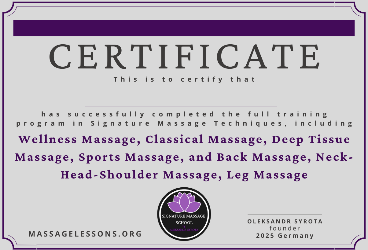 PROFI MASSEUR Certificate
